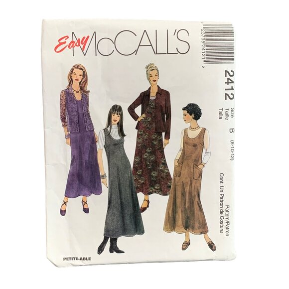 Easy McCalls Womens Jumper Dress Pattern 2412 Size 6-12 - Picture 1 of 2
